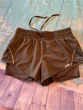 Avia Olive Green Women's Athletic Double-Layer Shorts